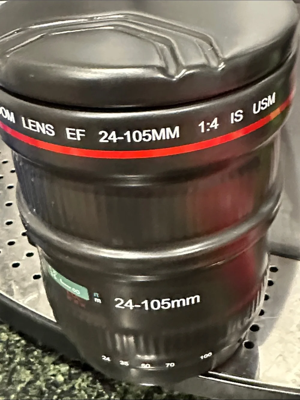 Camera Lens Coffee Mug 24-105mm caniam zoom with lid photography gift